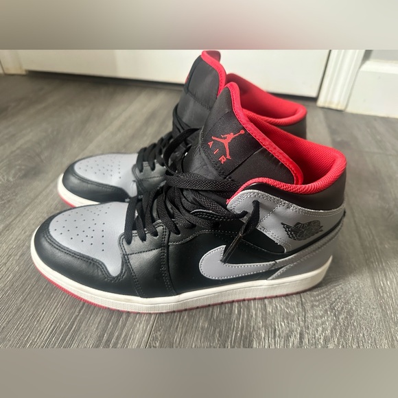 Nike Air Jordan Black and Gray Men's Sneaker with Red Accents - Picture 2 of 8